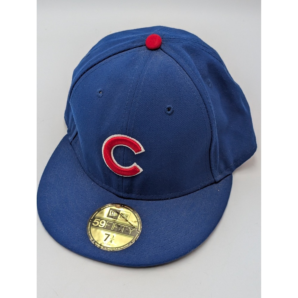 New Era Hat Mens 7 1/4 Blue Chicago Cubs 59FIFTY Fitted MLB Authentic Collection